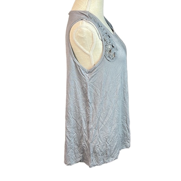 NWT Philosophy Dane Lewis Sleeveless Scoop Tank Blouse Gray Crochet Womens L - Picture 3 of 11